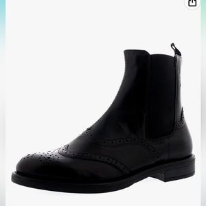 Vagabond Womens Amina Leather Casual Brogue Black Ankle Chelsea Boots - Black -